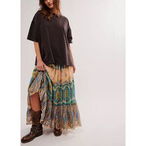 🆕 FREE PEOPLE Super Thrills Convertible Maxi Skirt / Blue Sky Combo